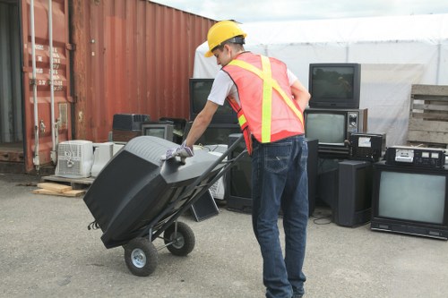 Business premises with clearly labelled recycling and organics bins